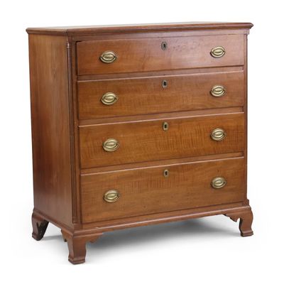 Sale Photo Thumbnail #55: Antique Chippendale Figured Walnut Chest of Drawers