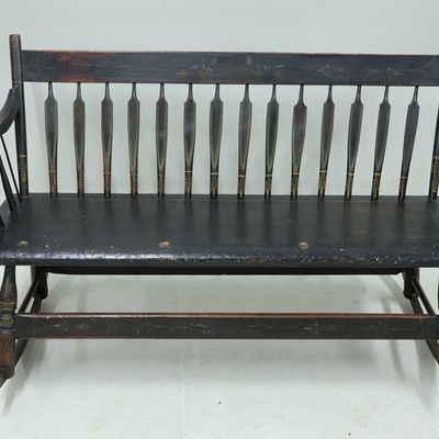 Sale Photo Thumbnail #113: Antique 19th C. Hitchcock Style Mammy Rocking Bench