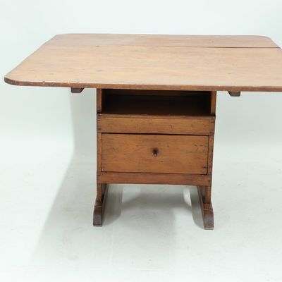 Sale Photo Thumbnail #127: Antique 18th C. Primitive Shoe Foot Hutch Table
