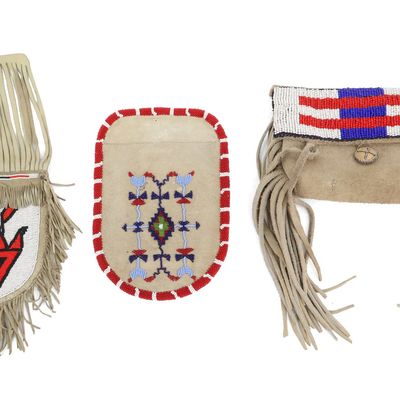 Sale Photo Thumbnail #383: Three Beaded Leather Pouches