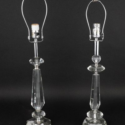Sale Photo Thumbnail #175: Two Modern Colorless Glass Lamps