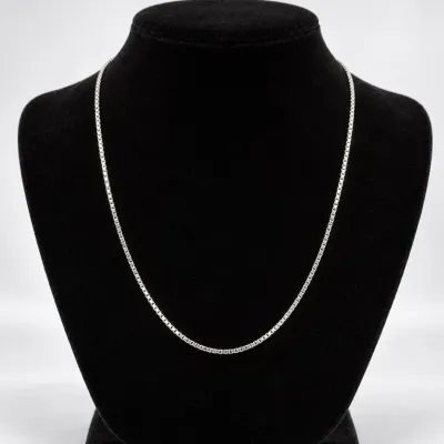 Italian 925 Sterling Silver Box Chain Necklace, Approx. 18 Inches