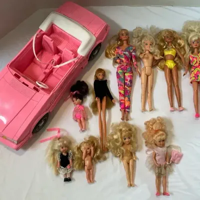 Vintage Barbies And Car Set 
