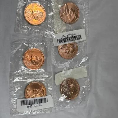 Six. Commemorative Uncirculated, Presidential Coins.