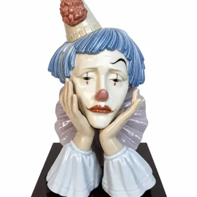 Vintage Lladro “Cabeza Payaso Cucurucho” Clown Head Porcelain Figurine No. 5129 with Original Box