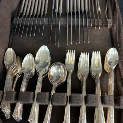 Holmes & Edward Inlaid IS Silver Plate Flatware Set