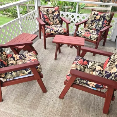 Vintage Redwood 6 Pc Patio Chairs & Side Tables 