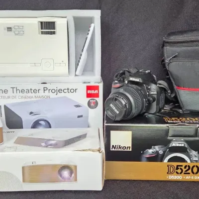 Nikon D5200 Digital Camera, & RCA & LG CineBeam Projectors