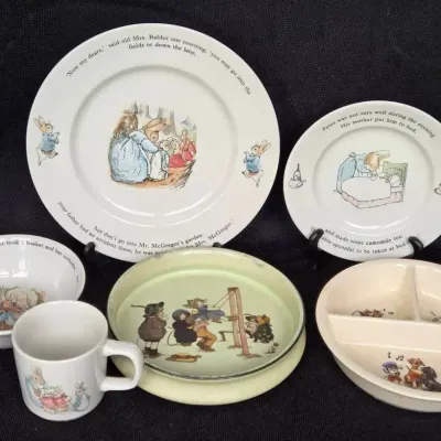 Lot Of Vintage & "Peter Rabbit" Wedgwood Children's Dishes