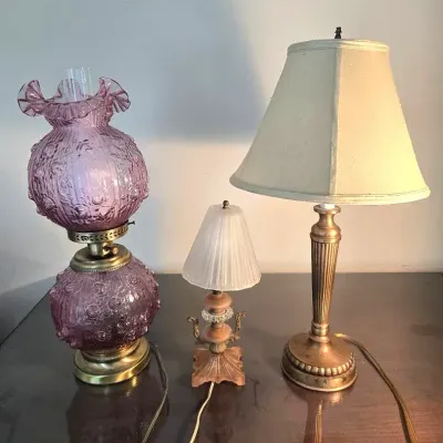 Vintage Stiffel & Pink Glass Lamps