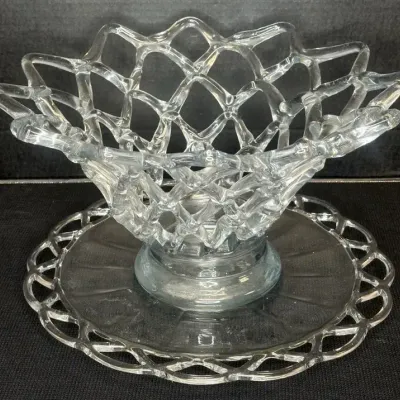 Hand-Blown Lattice Fruit Bowl + Plate 