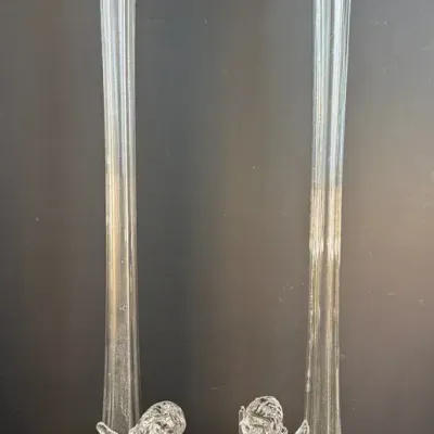 2 Mikasa Glass Angels, 2 Tall Slim Glass Vases