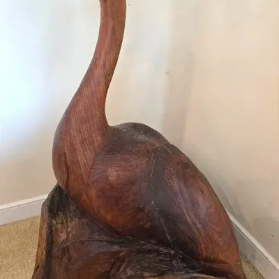 Handmade Sculpted Wood Goose