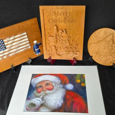 Holiday Art: Handcarved Wood, & Signed Print