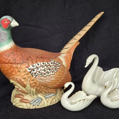 Lenox "Bird" Lot: Swan Dishes & Riverwood Pheasant Tureen