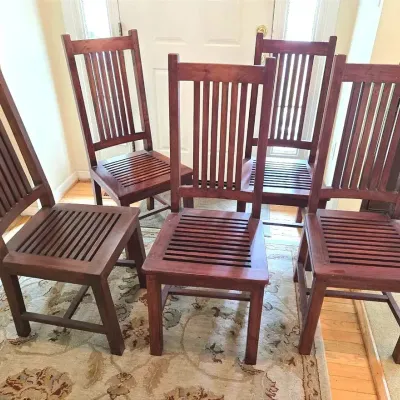 10 Slat Back Wooden Dining Chairs 