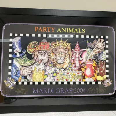 “Party Animals Mardi Gras 2004” Hand Pulled Serigraph Artist Proof 