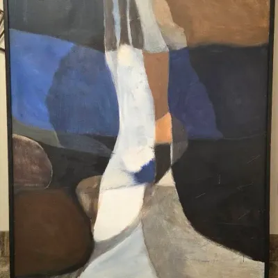 "Blue Meets Brown Everyday" Signed Original Painting By Ara Prigian 5' X 4' 