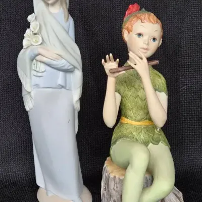Porcelain Cybis "Peter Pan" & Lladro "Girl with Calla Lilies"