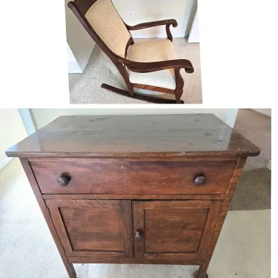 Antique Cabinet & Rocking Chair 