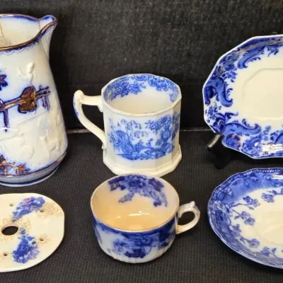Lot Of Antique Flow Blue China: Alfred Meakin, Charles Allerton, W.H. Grindley, Wood & Sons