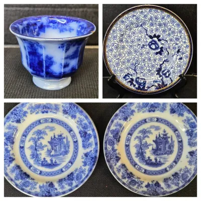 Flow Blue China: Wedgwood, Royal Doulton, & Royal Worcester