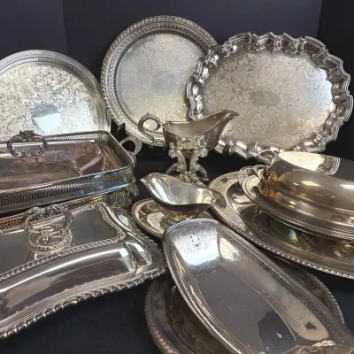 Assortment of Silver Plate Serving Items