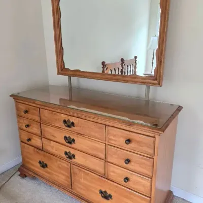 Vintage 11 Drawer Dresser W/ Mirror 