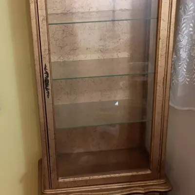 Vintage Gold Finish Lighted Display Cabinet W/ Drawers 26x14 Pi 67