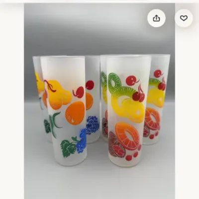 Federal Glass Frosted Fruit Highball Glasses - Set of 6