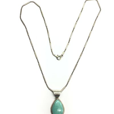 David Benally Kingman turquoise pendant and chain