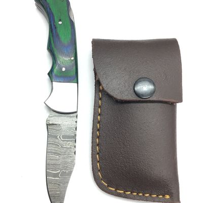 Damascus bladed folding knife