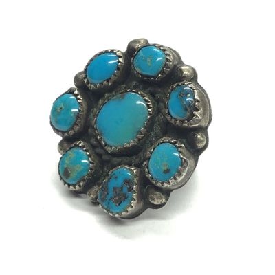 Vintage Native American turquoise cluster ring