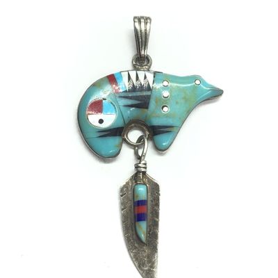 Zuni multi stone inlay pendant