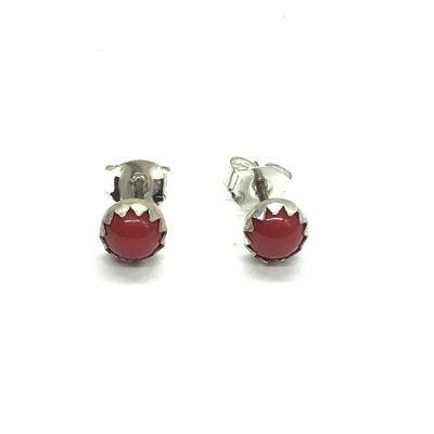 Linda Yazzie Navajo red coral earrings