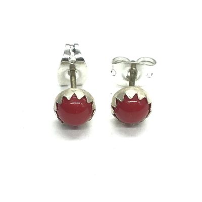 Linda Yazzie Navajo red coral earrings