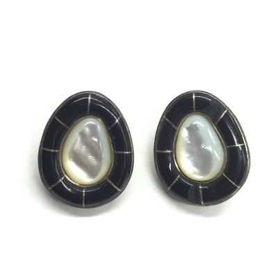 Navajo onyx and mother of pearl earrings