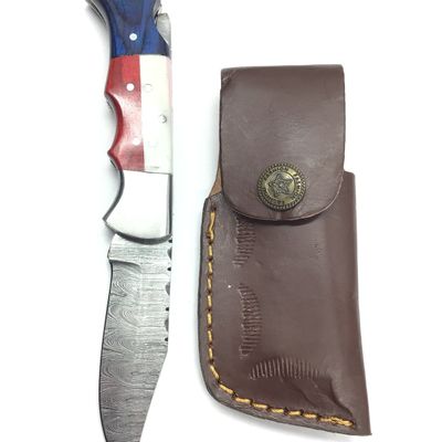 Damascus bladed folding knife