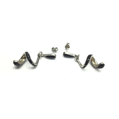 Zuni black onyx swirl earrings