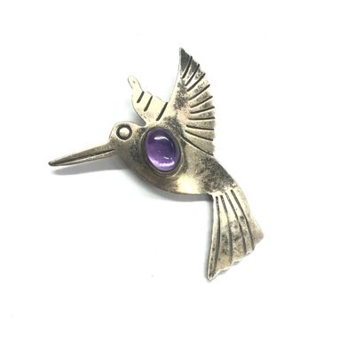 Zuni Amethyst hummingbird brooch