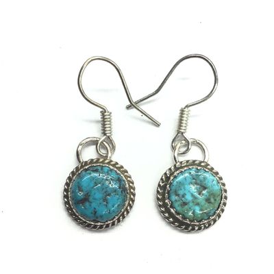 Esther White Navajo Kingman turquoise earrings