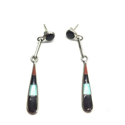 Zuni multi stone inlay earrings