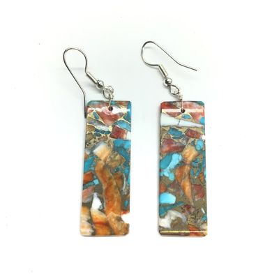 Jameson Pete Navajo spiny turquoise slab earrings