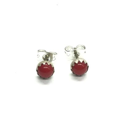 Linda Yazzie Navajo red coral earrings