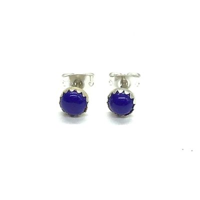 Linda Yazzie Navajo dark lapis earrings