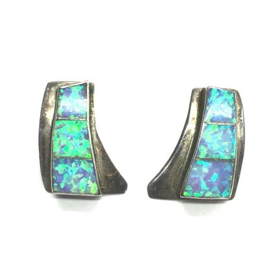 Native American opal inlay earrings