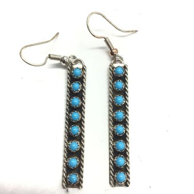 Esther White Navajo Kingman turquoise earrings