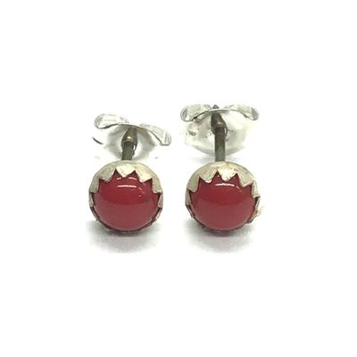 Linda Yazzie Navajo red coral earrings