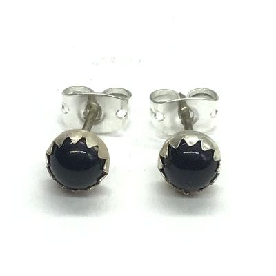 Linda Yazzie Navajo black onyx earrings