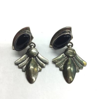 Navajo black onyx earrings